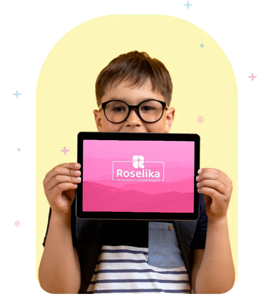 Boy showing the app interface