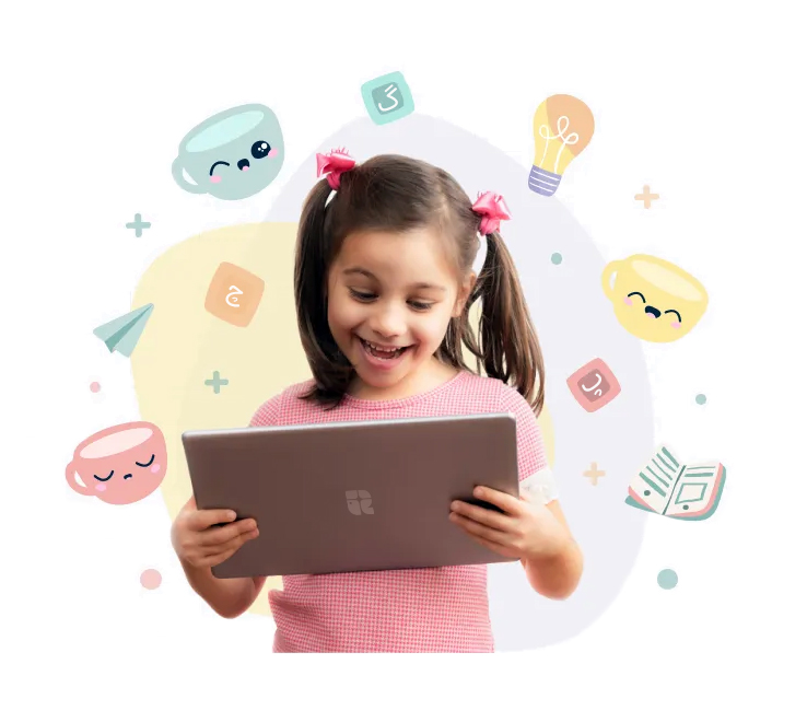 Girl using TEA app on a tablet